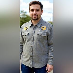 Green Bay Packers Darius Rucker Gray Chambray Long Sleeve Shirt NWT XL